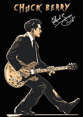 Chuck Berry Illustration with Guitar