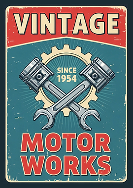 Vintage Motor Works Poster
