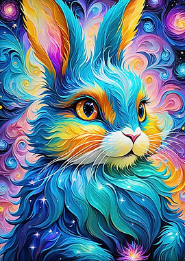 Colorful Rabbit Portrait Animal