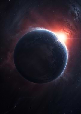 Planet with Sunrise in Space
