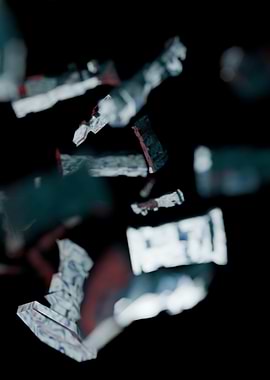 Abstract Floating Geometric Shapes on Black