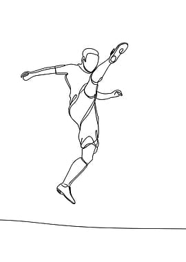 Soccer Player Minimalist Line Art