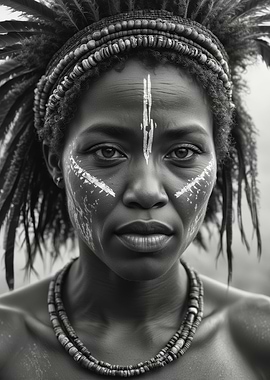 Monochrome Portrait of Indigenous Woman