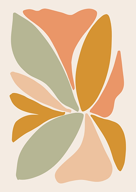 Abstract Floral Art in Earth Tones