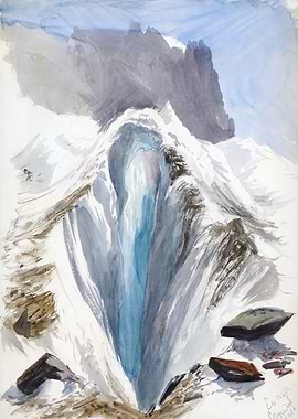 Mountain Glacier Watercolor Painting