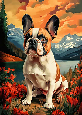 French Bulldog in Mountain Landscape