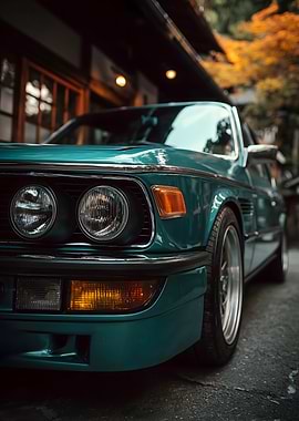 Teal Vintage Car Close-Up