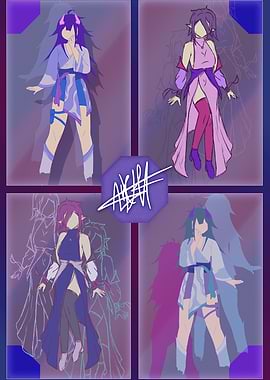 Four Anime Character Design Sketches