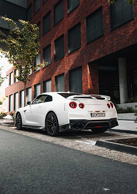 White Nissan GT-R on City Street