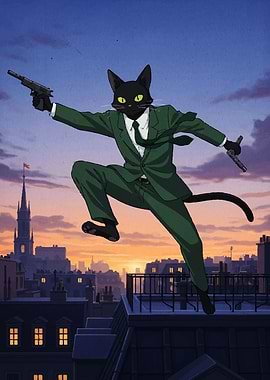 Black Cat Agent on Rooftop