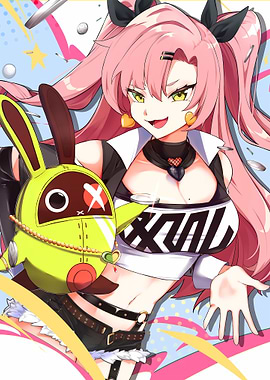 Girl with Bunny Bag Illustration