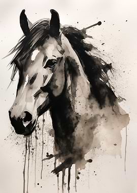 Horse Portrait in Watercolor Style