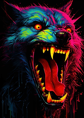 Colorful Angry Wolf