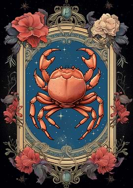 Cancer Zodiac Sign Floral Art