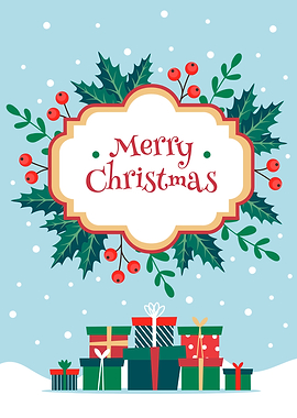 Merry Christmas Card with Gifts