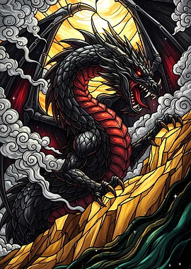 Stained Glass Dragon Illustration