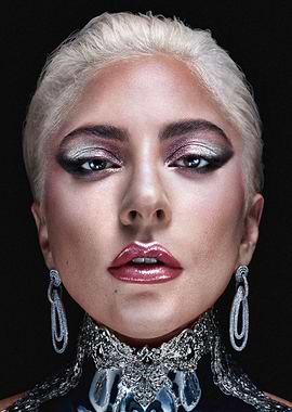 Lady Gaga Portrait with Silver Jewelry