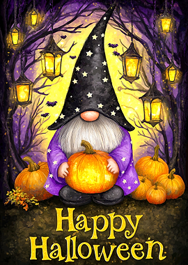 Halloween Gnome with Pumpkin