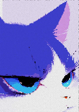 Mosaic Anime Cat Girl Portrait