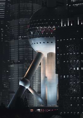 Shanghai Oriental Pearl Tower at Night