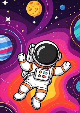Cartoon Astronaut Space