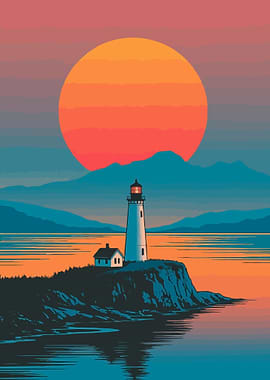 Lighthouse Sunset Landscape