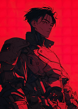 Cyberpunk Warrior in Red