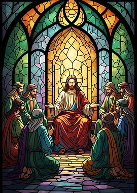 Stained Glass Jesus and Apostles
