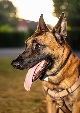 Belgian Malinois Portrait with Harness