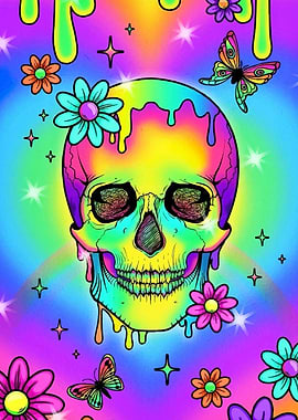 Psychedelic Skull Flowers