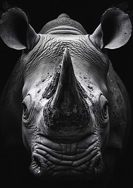 Monochrome Rhino Portrait
