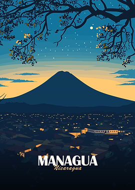 Managua Nicaragua Cityscape at Night