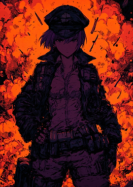 Anime Girl in Military Uniform Explosion