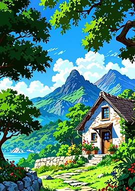 Idyllic Countryside Cottage Landscape