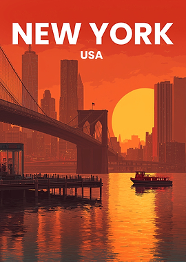 New York Cityscape at Sunset