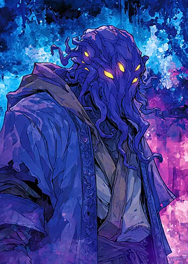 Cthulhu-like figure in blue robes