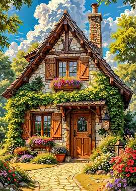 Charming Stone Cottage in Lush Garden