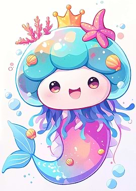 Jellyfish Mermaid Cartoon