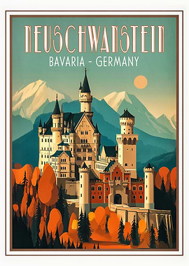 Neuschwanstein Castle Bavaria Germany Travel Poster