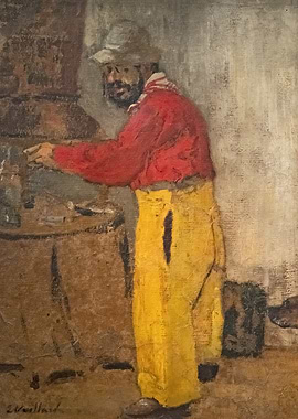 Man in Red Shirt and Yellow Pants