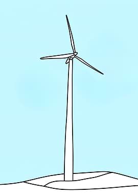 Wind Turbine Minimalist Line Art