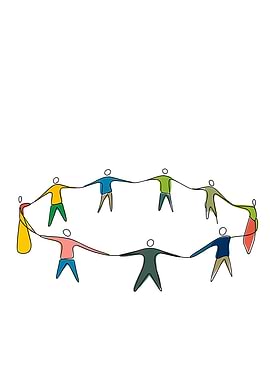 People holding Hands Together Minimalist Line Art