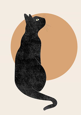 Minimalist Black Cat Art Print