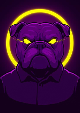 Purple Bulldog with Glowing Eyes