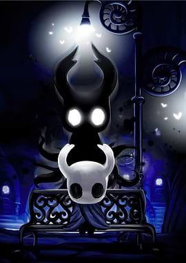 Hollow Knight on a bench