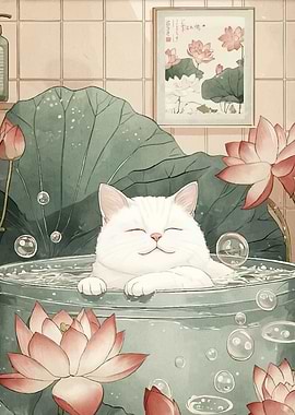 Cat Lotus Bath