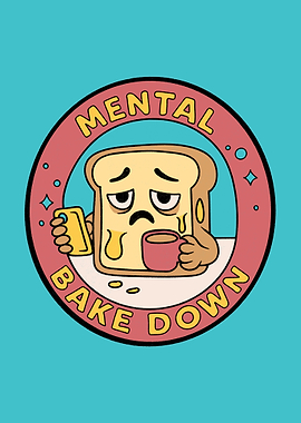 Mental Bake Down Cartoon Illustration