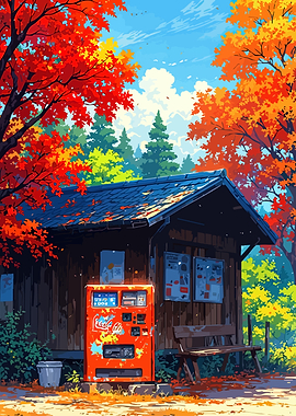 Autumn Vending Machine Landscape