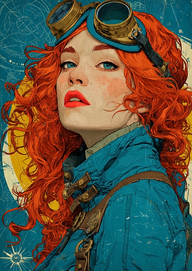 Steampunk Girl with Goggles Portrait