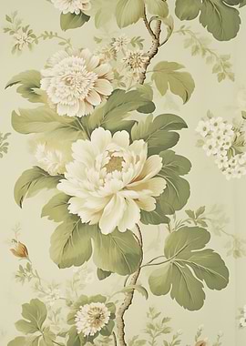 Floral Peonies and Leaves